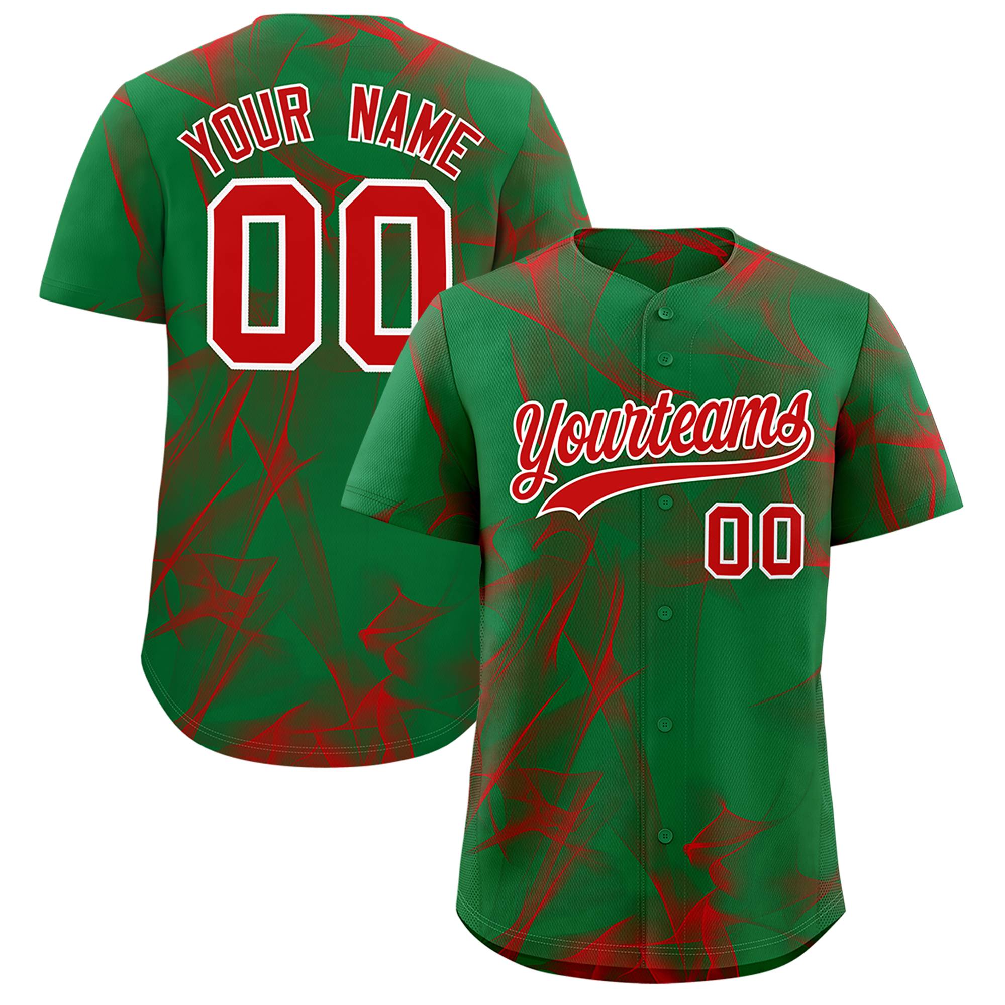 Custom Kelly Green Fumes Graffiti Pattern Authentic Baseball Jersey