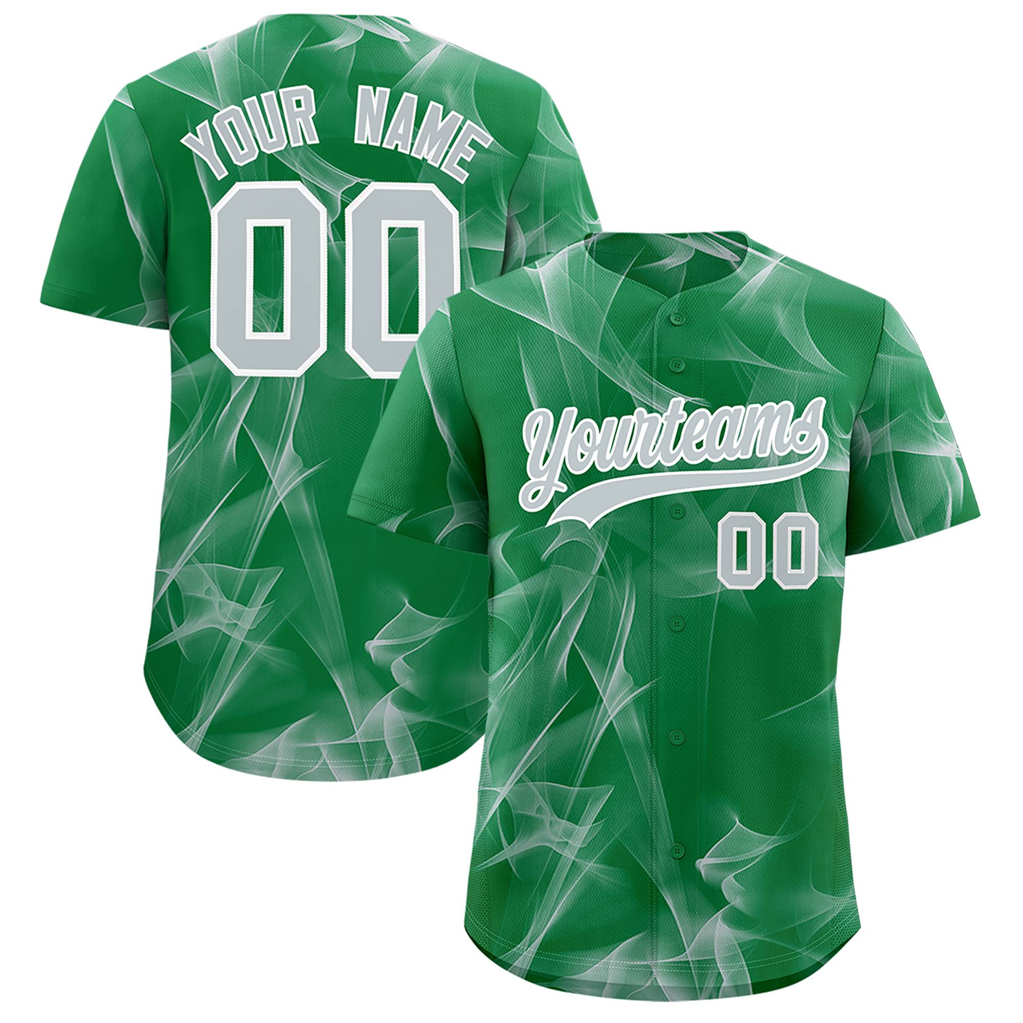 Custom Kelly Green Fumes Graffiti Pattern Authentic Baseball Jersey