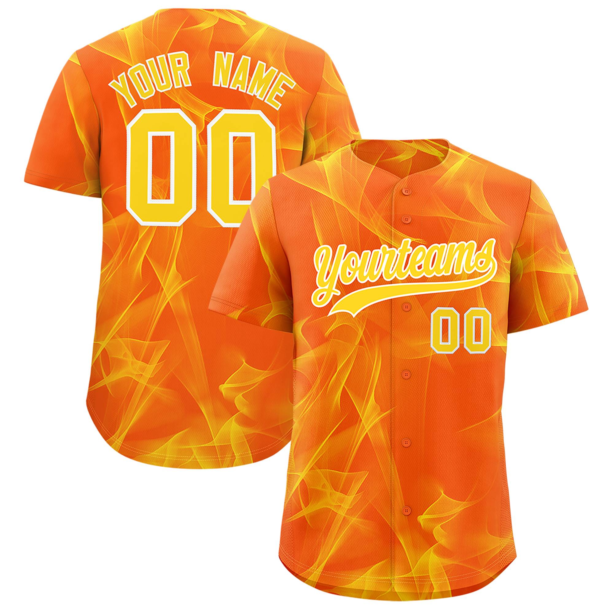 Custom Orange Fumes Graffiti Pattern Authentic Baseball Jersey