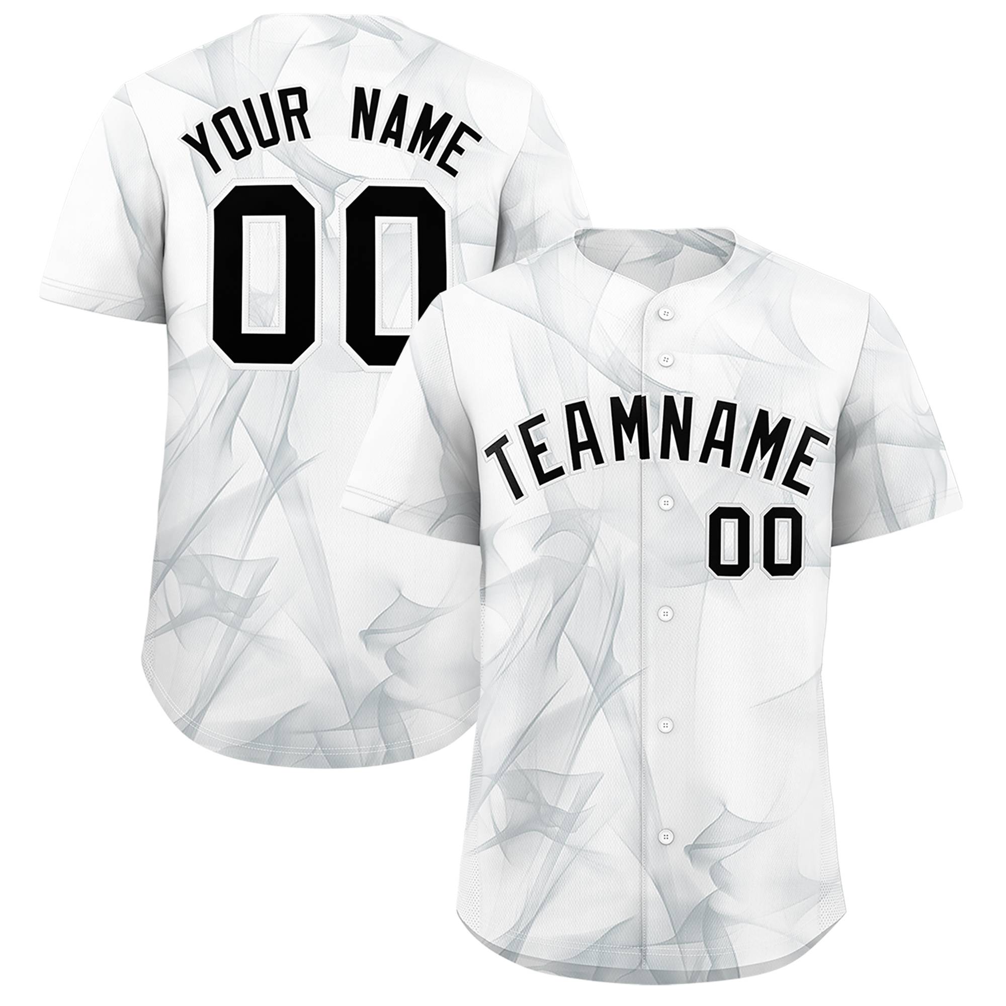 Custom White Fumes Graffiti Pattern Authentic Baseball Jersey