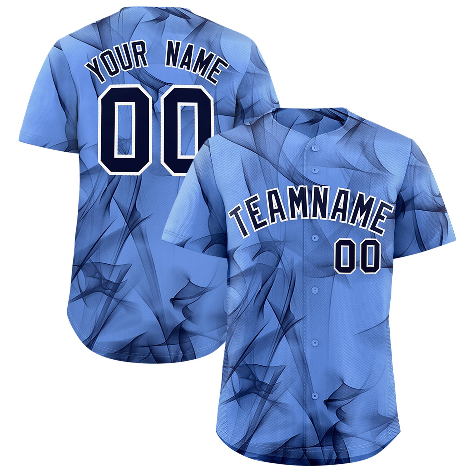 Custom Light Blue Fumes Graffiti Pattern Authentic Baseball Jersey