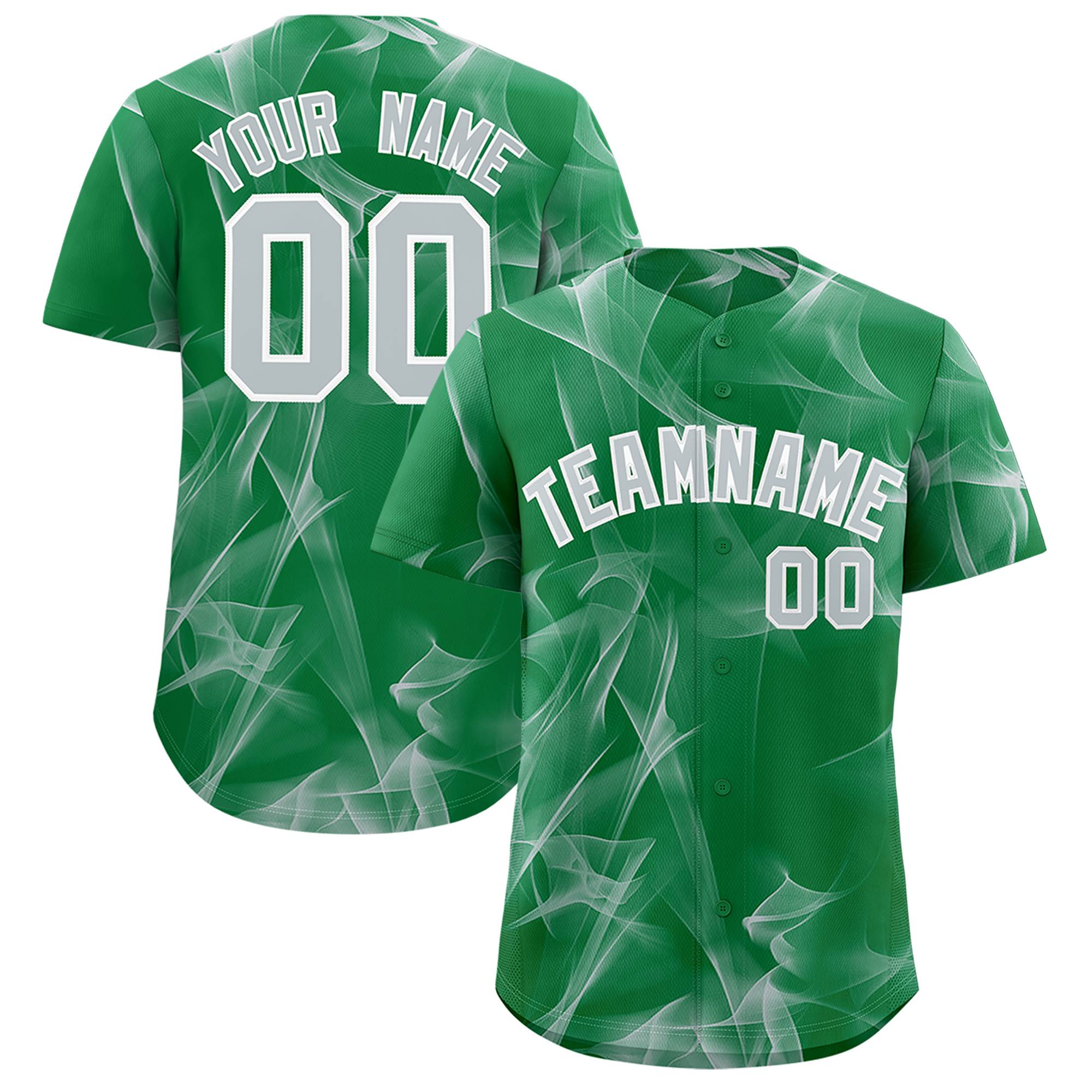 Custom Kelly Green Fumes Graffiti Pattern Authentic Baseball Jersey