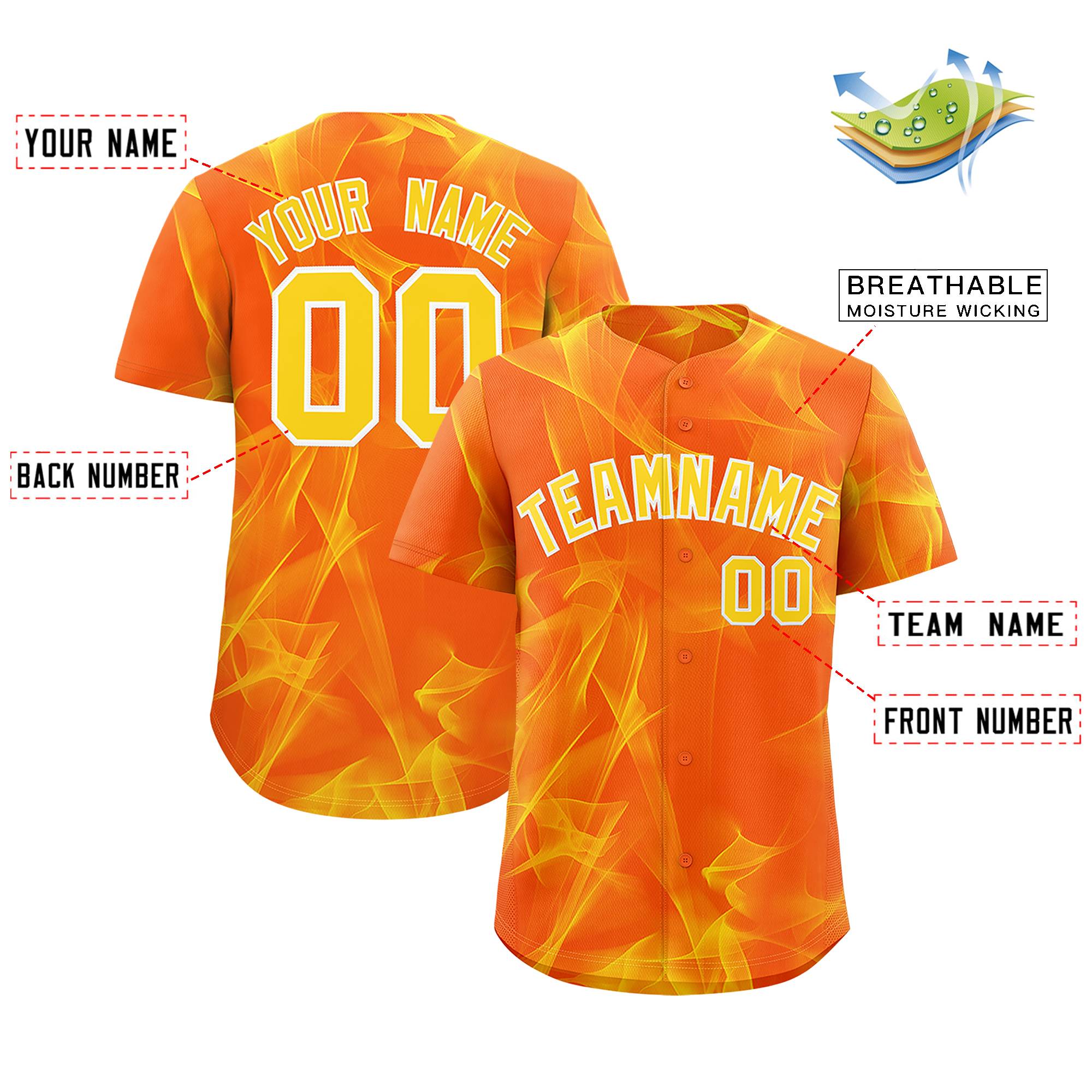 Custom Orange Fumes Graffiti Pattern Authentic Baseball Jersey