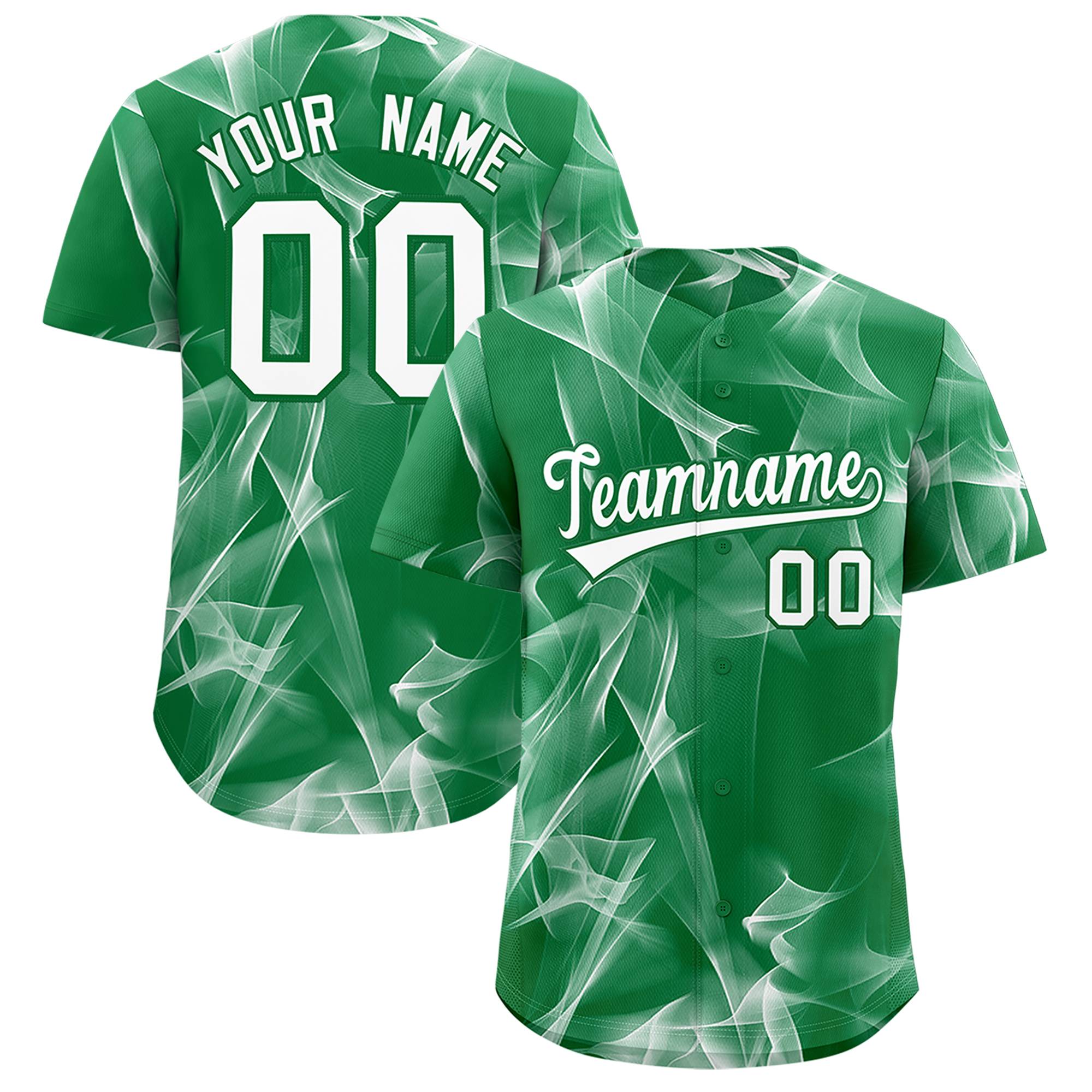 Custom Kelly Green Fumes Graffiti Pattern Authentic Baseball Jersey