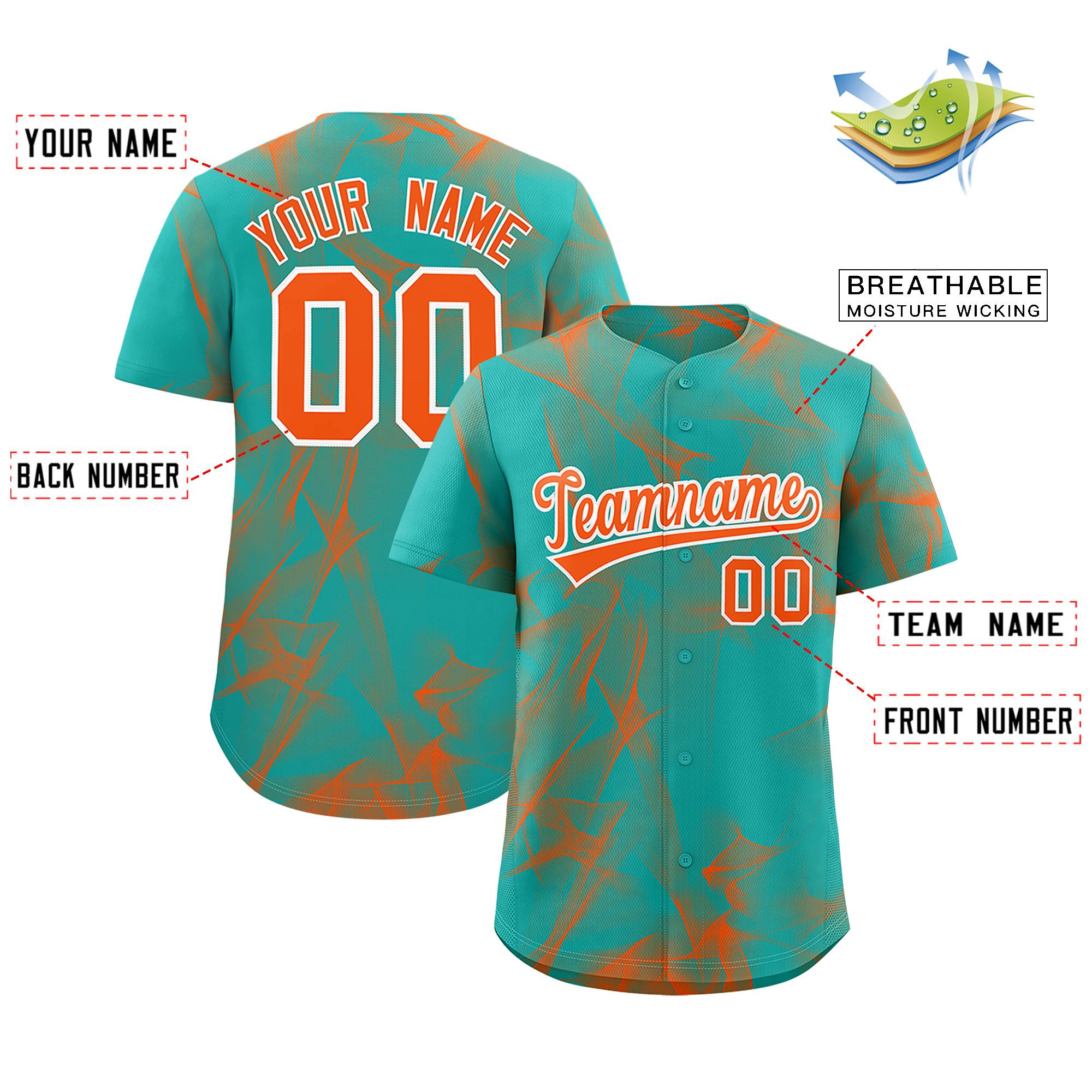 Custom Aqua Fumes Graffiti Pattern Authentic Baseball Jersey