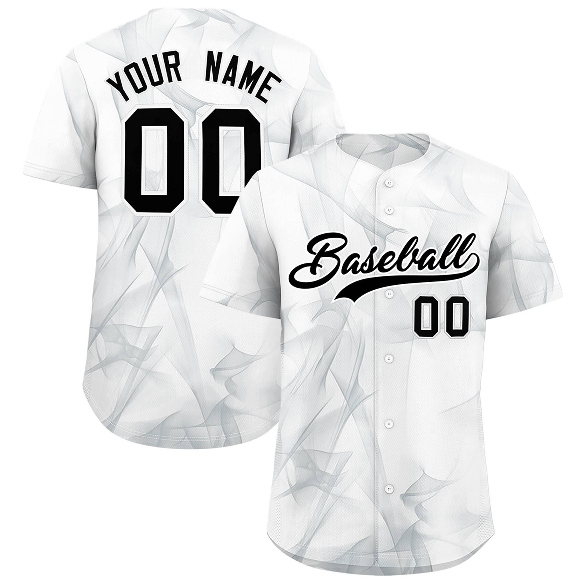 Custom White Fumes Graffiti Pattern Authentic Baseball Jersey