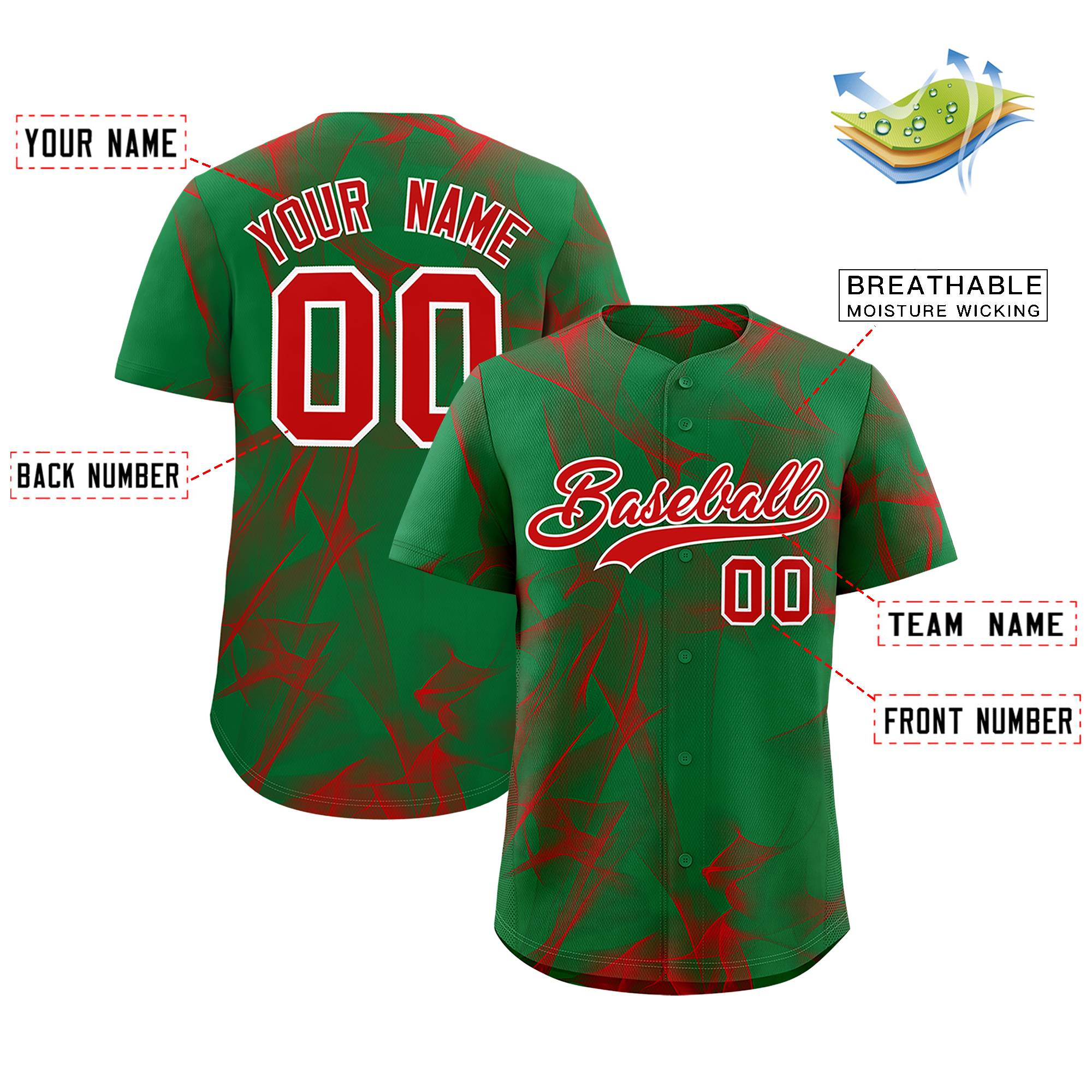 Custom Kelly Green Fumes Graffiti Pattern Authentic Baseball Jersey