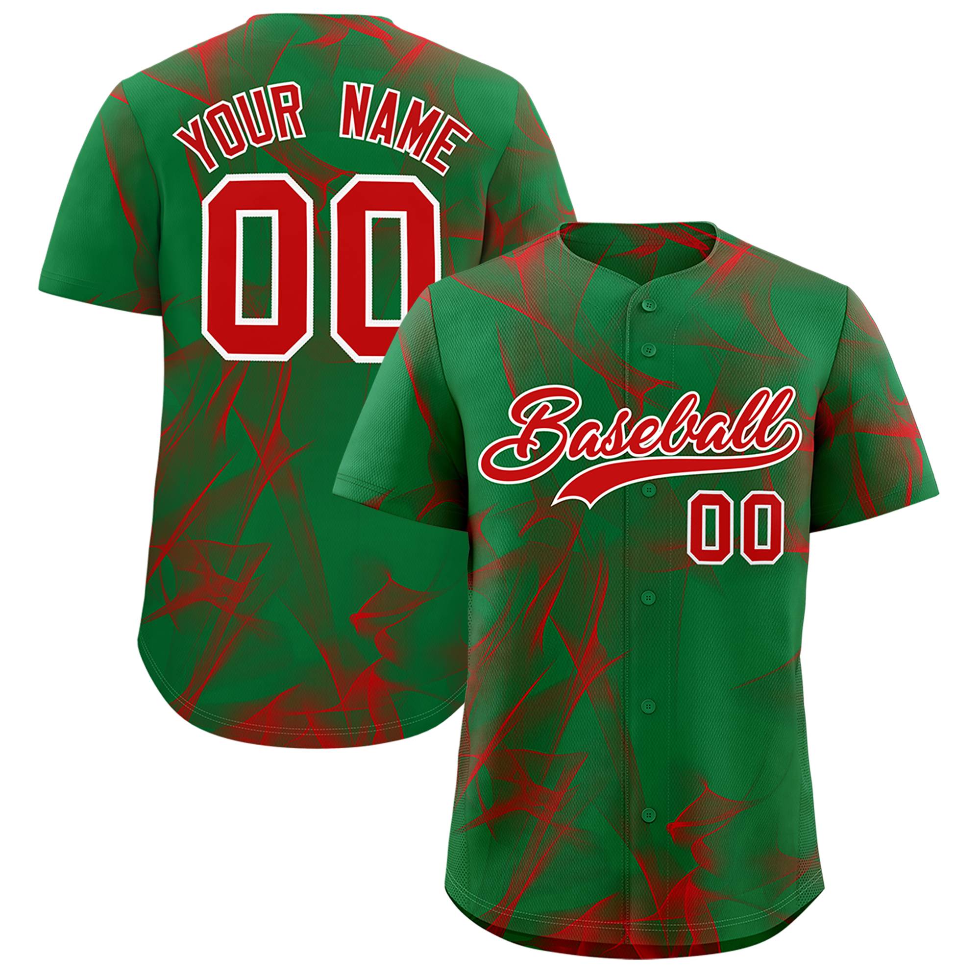 Custom Kelly Green Fumes Graffiti Pattern Authentic Baseball Jersey