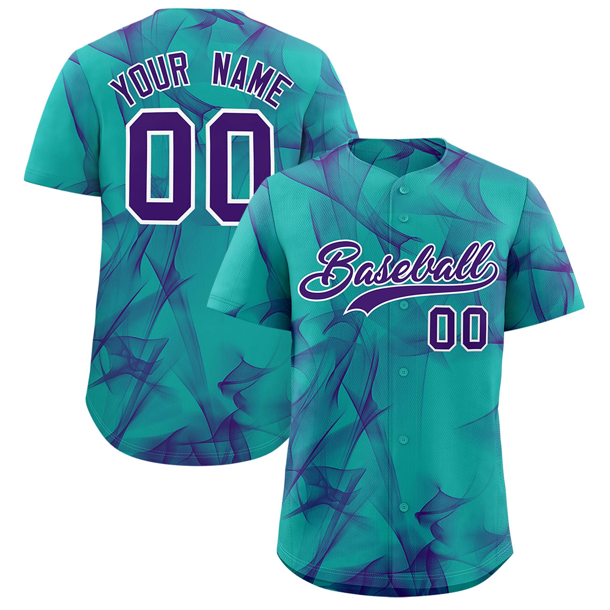 Custom Aqua Fumes Graffiti Pattern Authentic Baseball Jersey