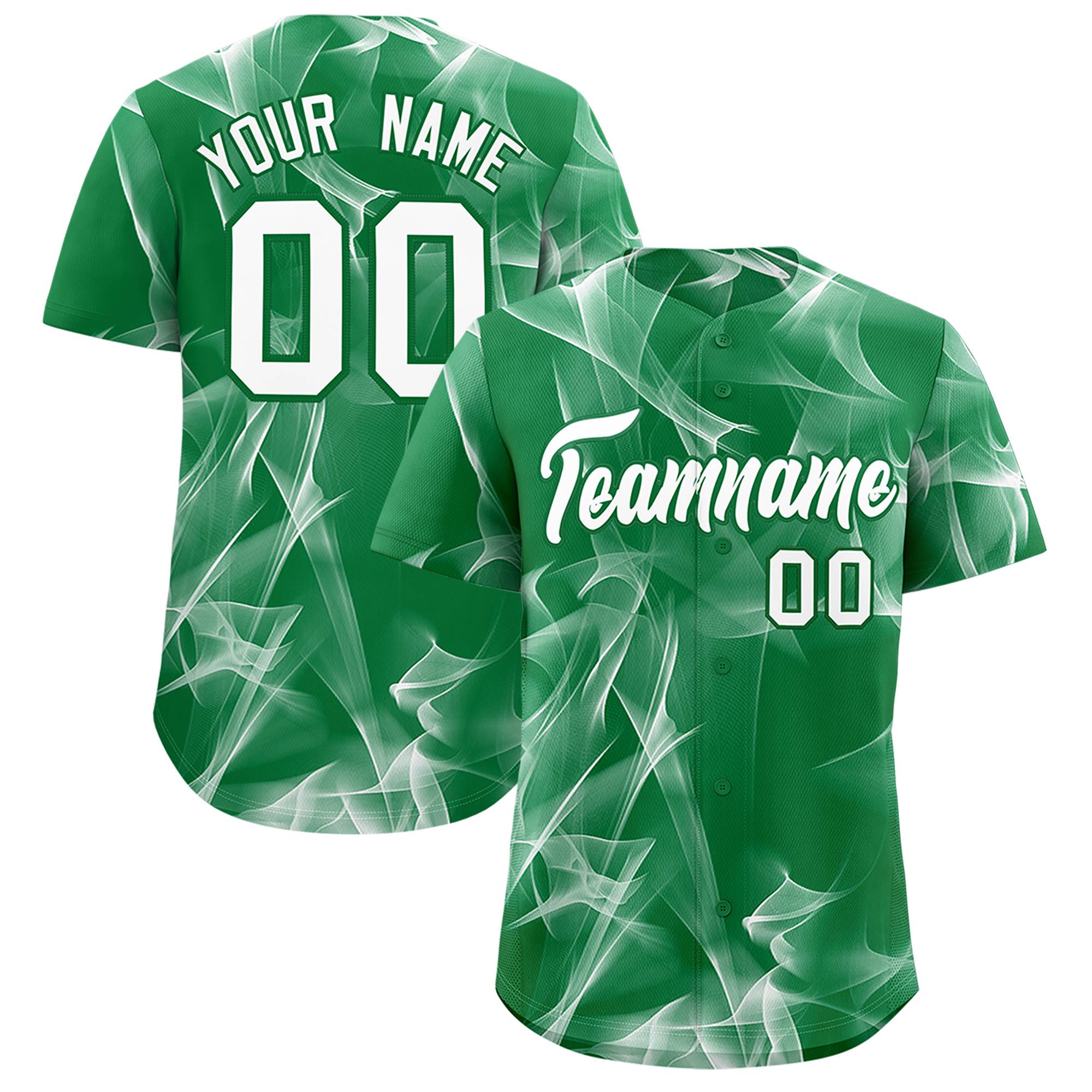 Custom Kelly Green Fumes Graffiti Pattern Authentic Baseball Jersey