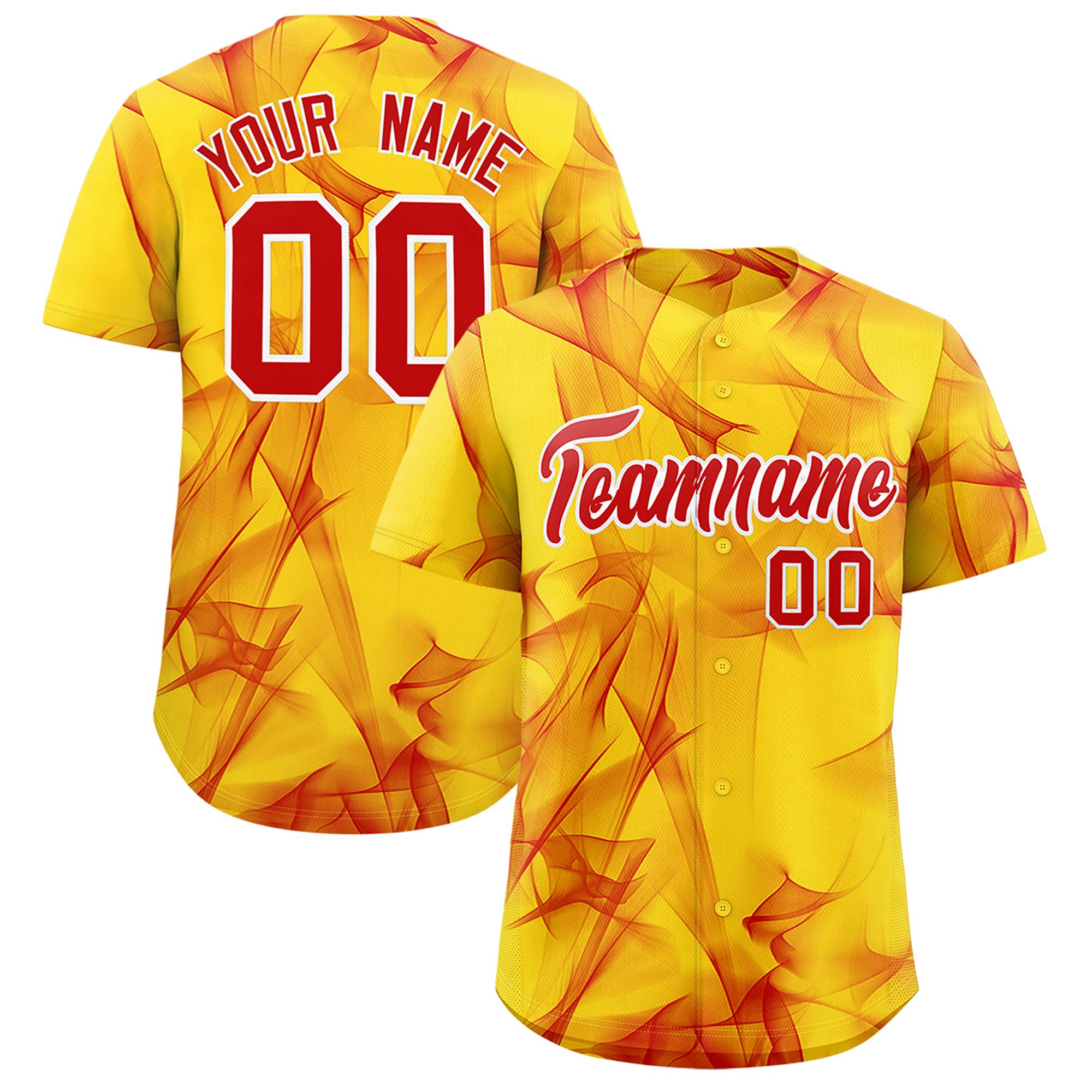 Custom Gold Fumes Graffiti Pattern Authentic Baseball Jersey