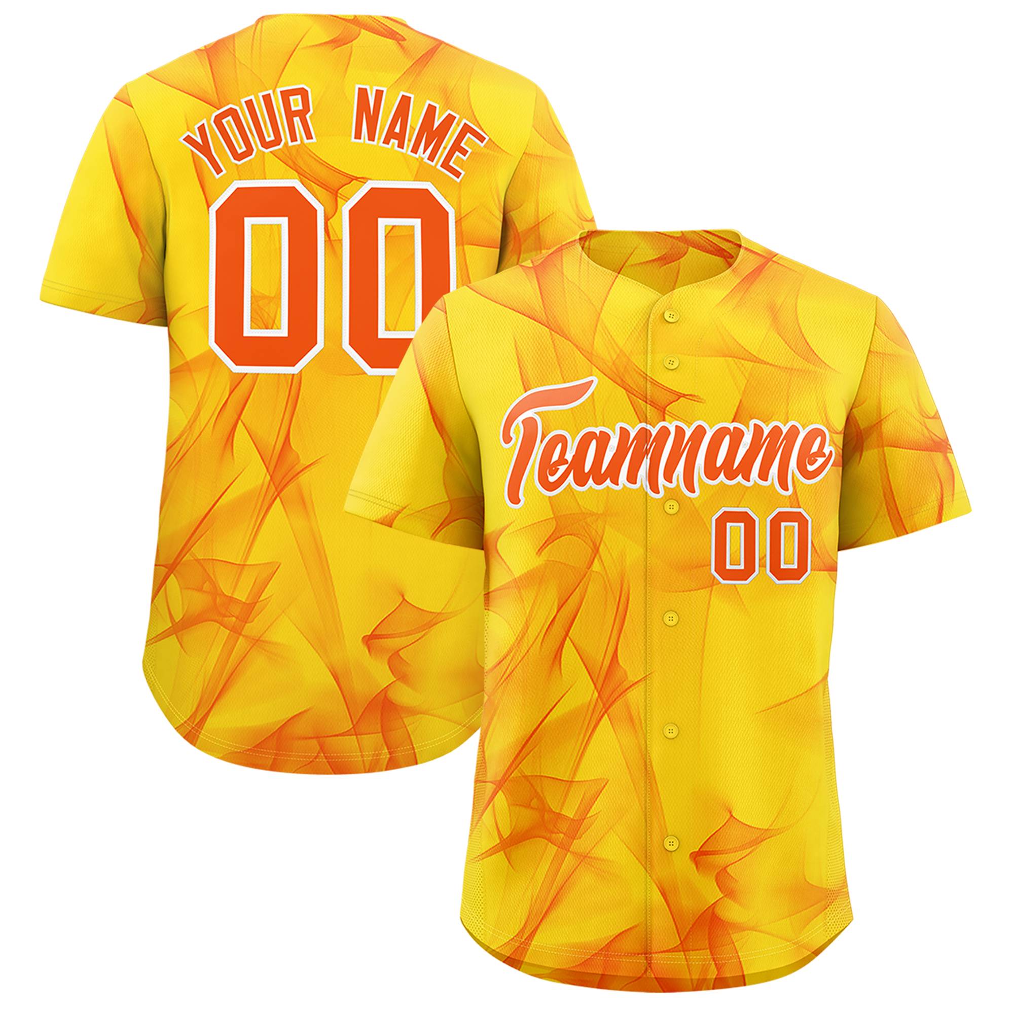 Custom Gold Fumes Graffiti Pattern Authentic Baseball Jersey