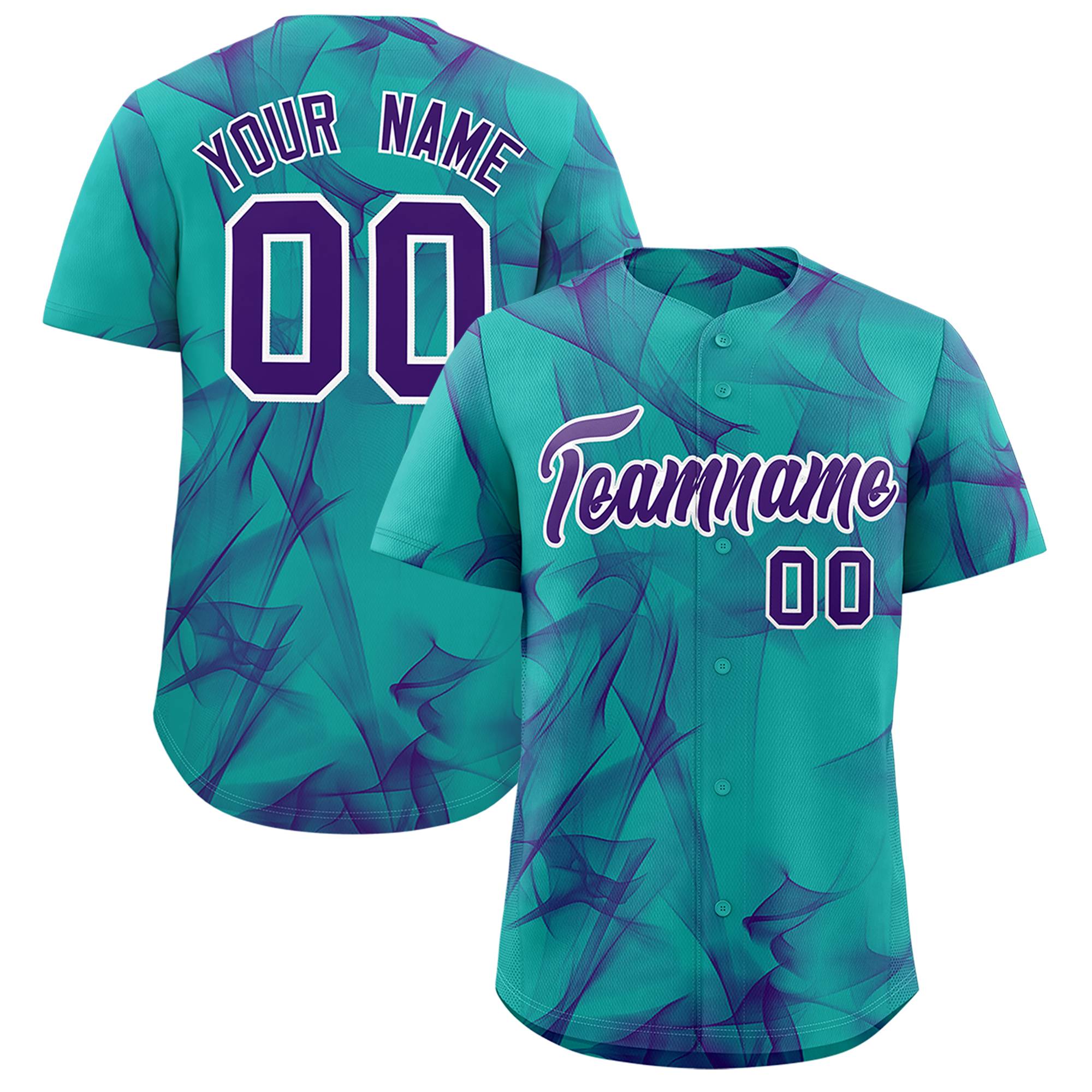 Custom Aqua Fumes Graffiti Pattern Authentic Baseball Jersey