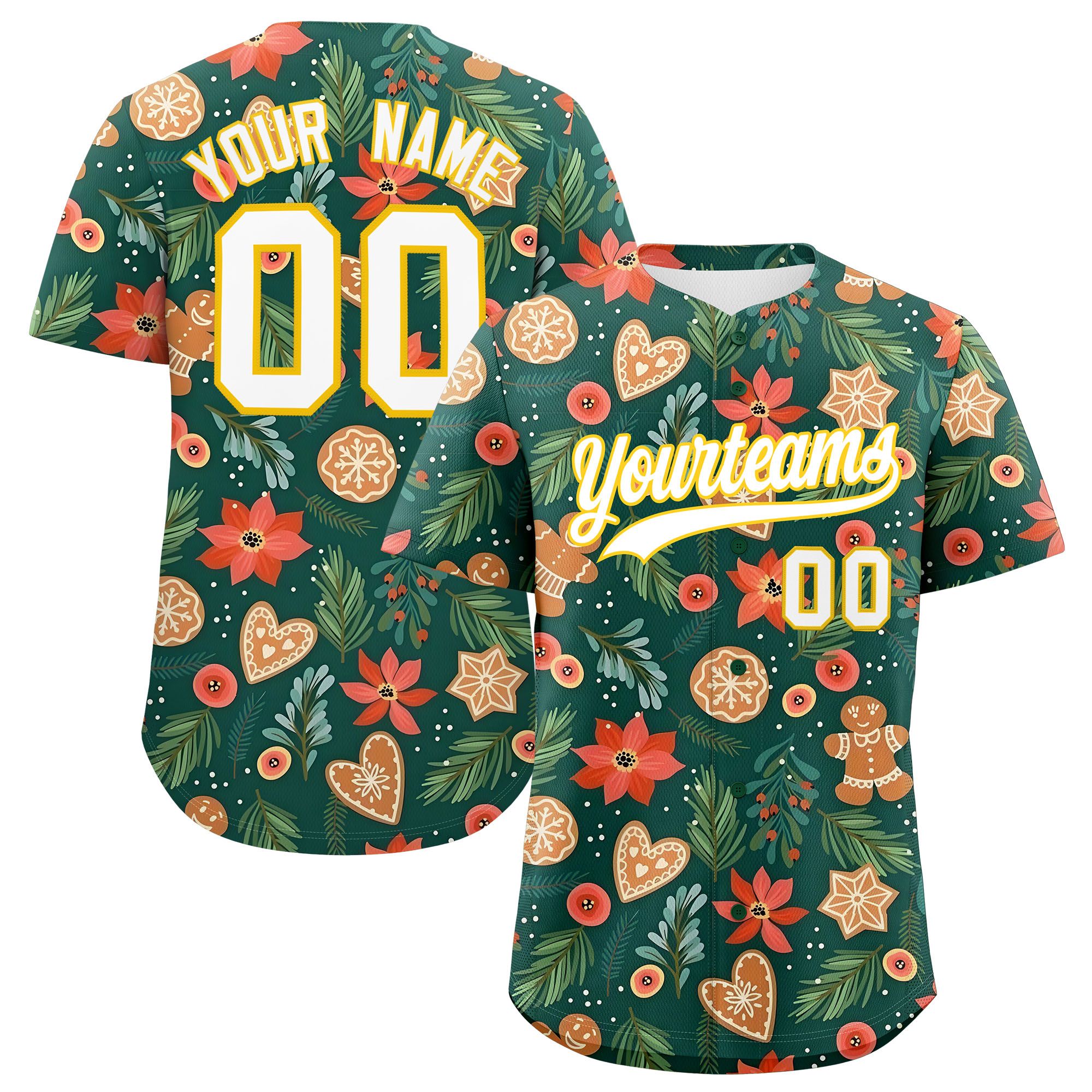 Custom Christmas Graffiti Pattern Authentic Baseball Jersey