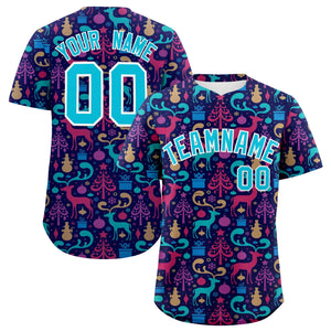 Custom Christmas Graffiti Pattern Authentic Baseball Jersey