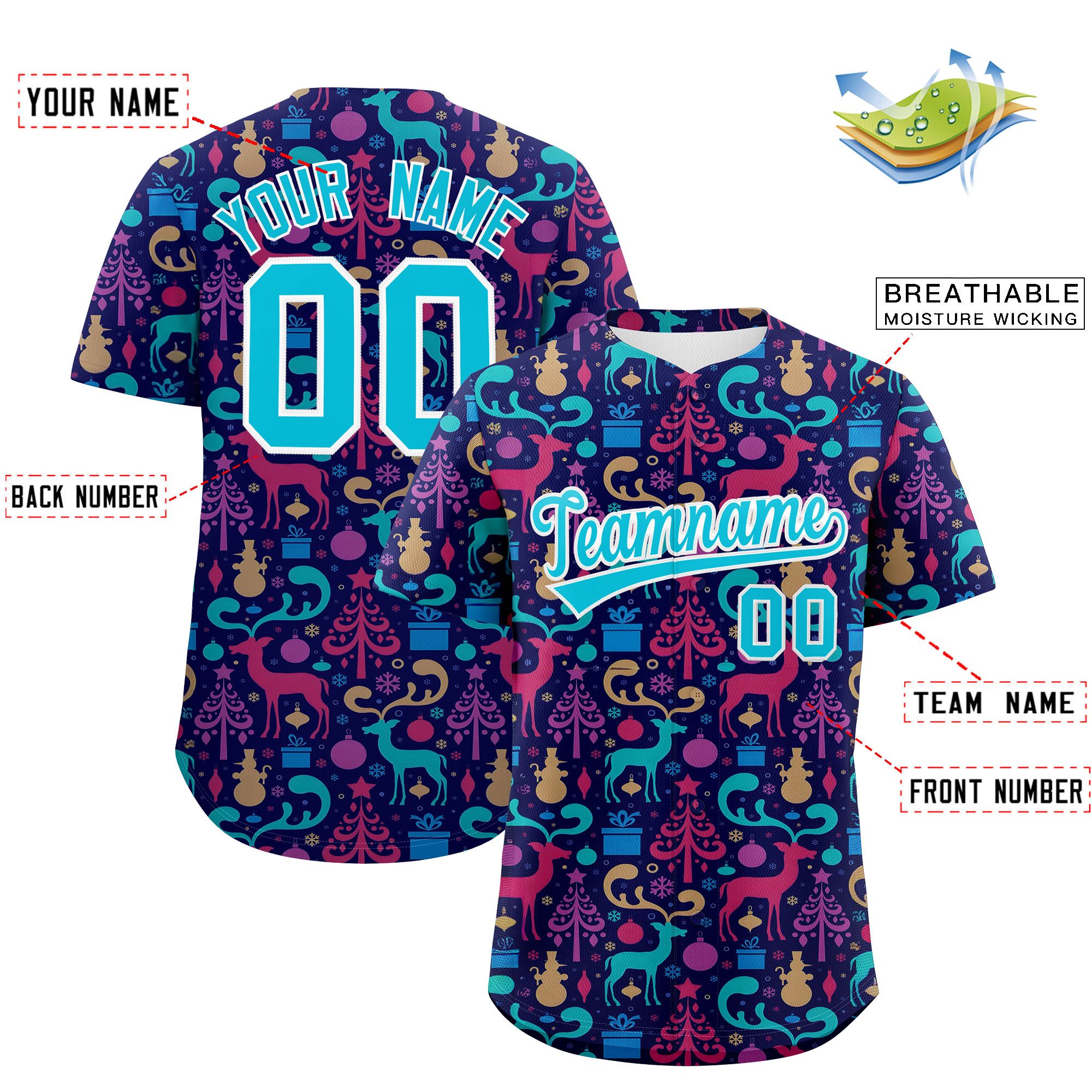 Custom Christmas Graffiti Pattern Authentic Baseball Jersey