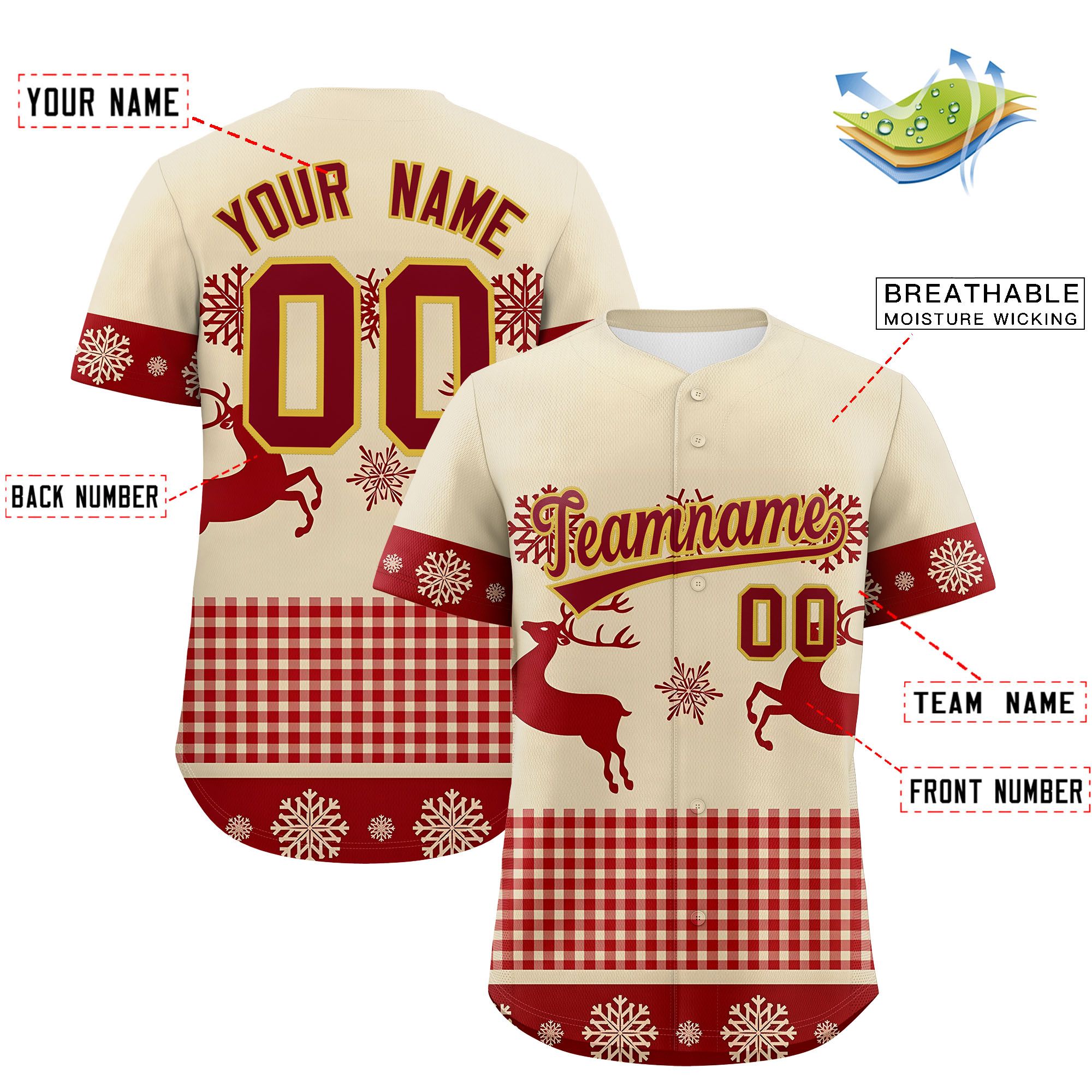 Custom Christmas Graffiti Pattern Authentic Baseball Jersey