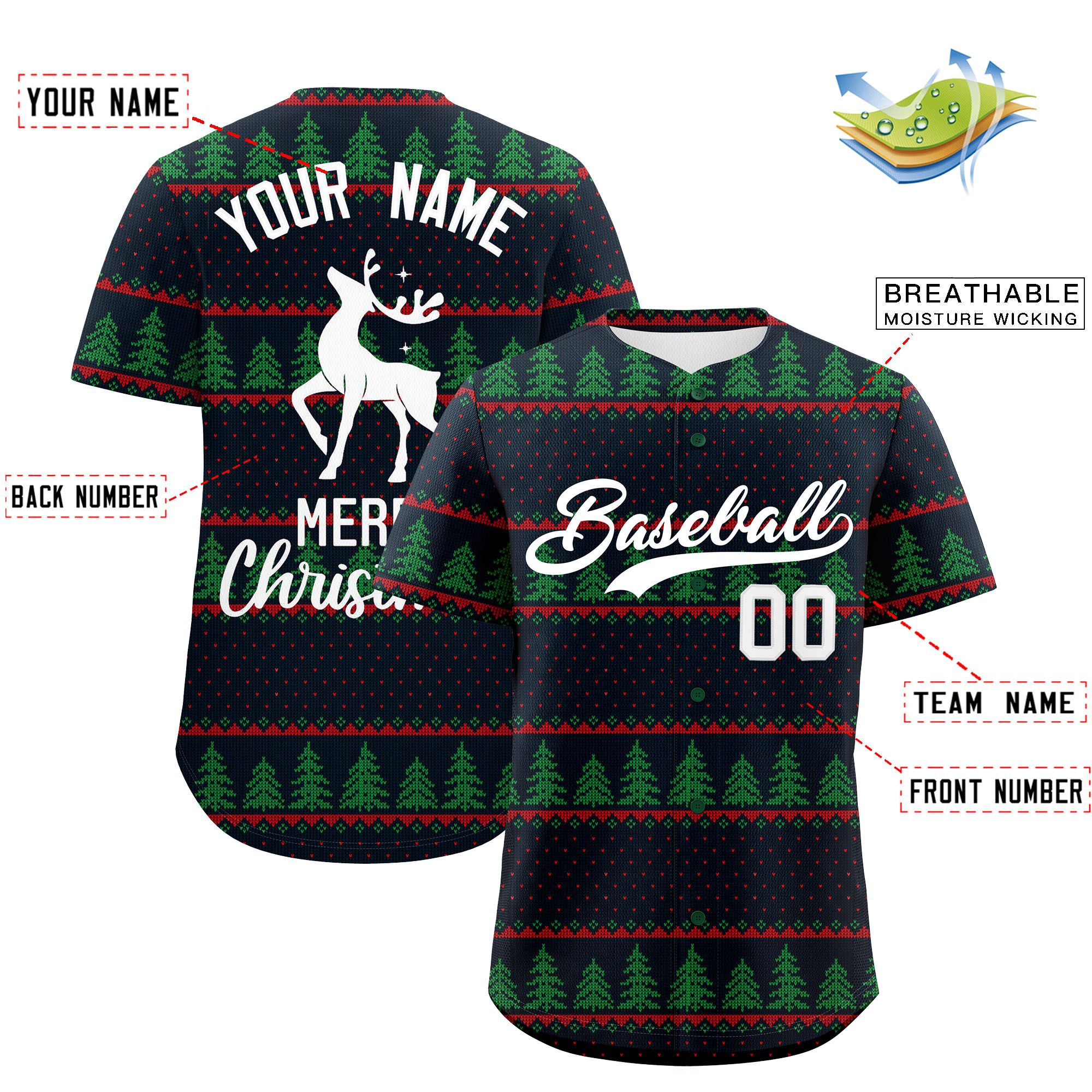 Custom Christmas Graffiti Pattern Authentic Baseball Jersey