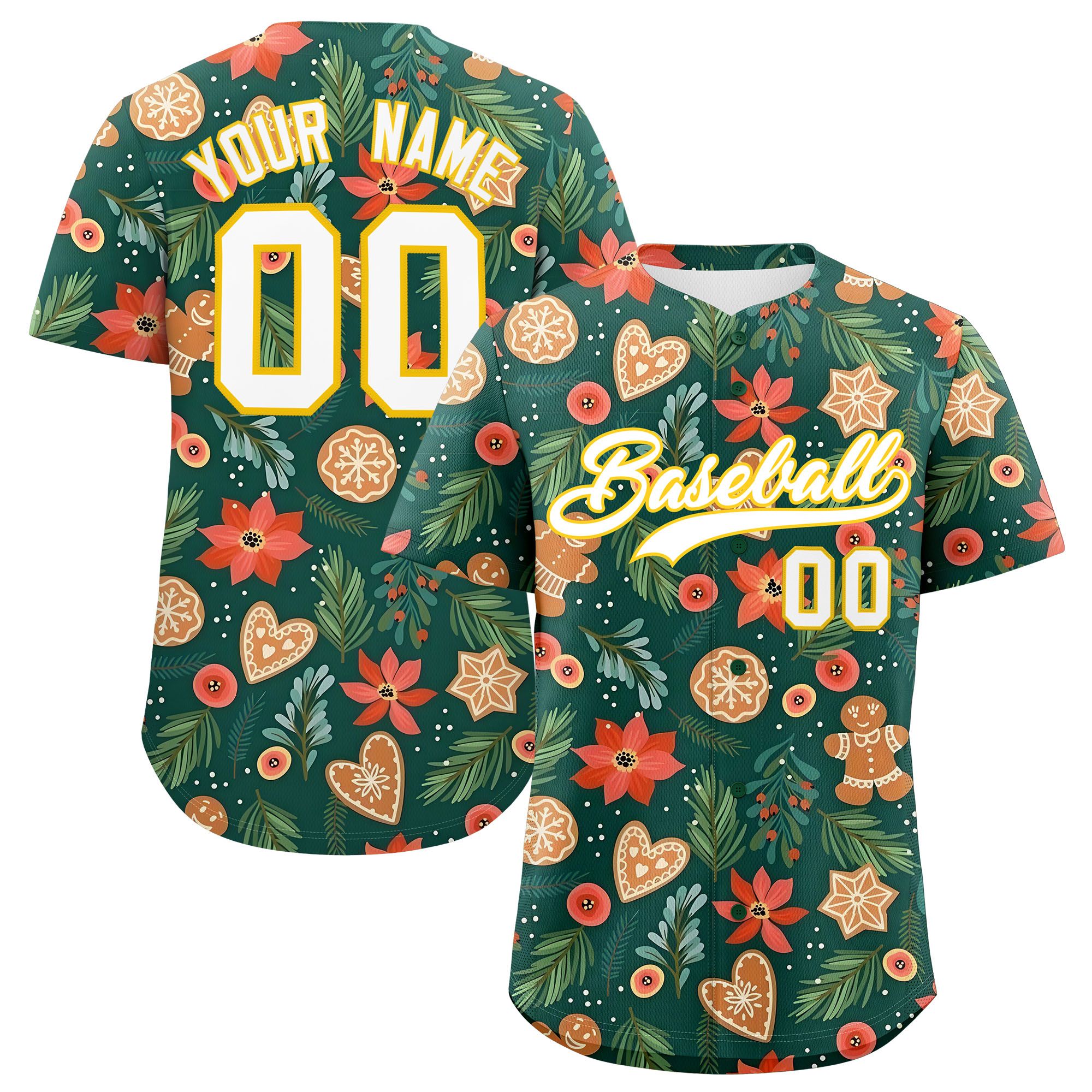 Custom Christmas Graffiti Pattern Authentic Baseball Jersey