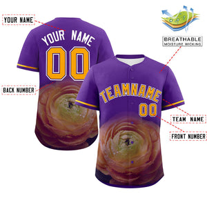 Custom Purple Personalized 3D Flower Design Authentic Baseball Jersey