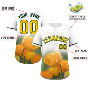 Custom White Personalized 3D Flower Design Authentic Baseball Jersey