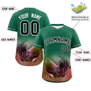 Custom Kelly Green Personalized 3D Flower Design Authentic Baseball Jersey