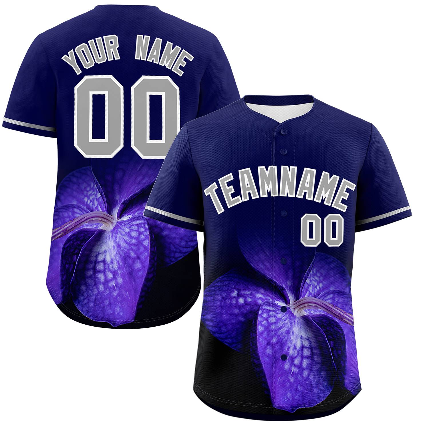 Custom Navy Personalized 3D Flower Design Authentic Baseball Jersey