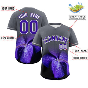 Custom Dark Gray Personalized 3D Flower Design Authentic Baseball Jersey