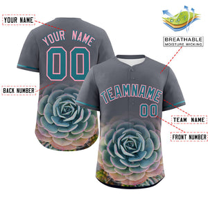 Custom Dark Gray Personalized 3D Flower Design Authentic Baseball Jersey