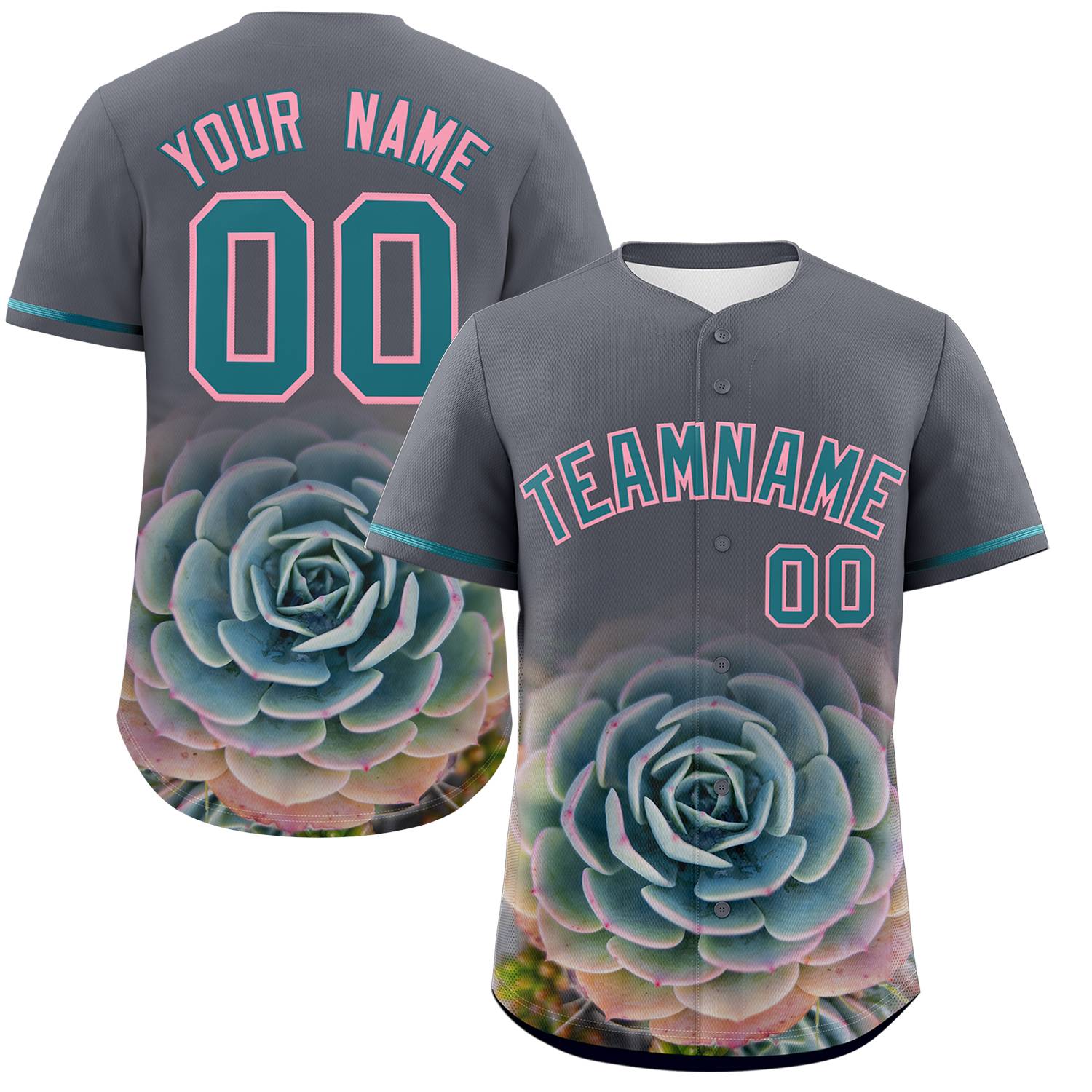 Custom Dark Gray Personalized 3D Flower Design Authentic Baseball Jersey