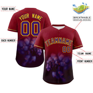 Custom Crimson Personalized 3D Flower Design Authentic Baseball Jersey