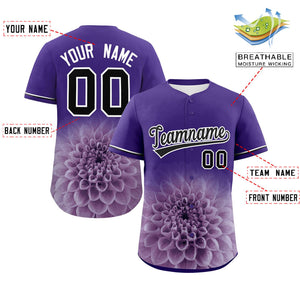 Custom Purple Personalized 3D Flower Design Authentic Baseball Jersey