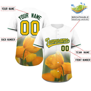 Custom White Personalized 3D Flower Design Authentic Baseball Jersey