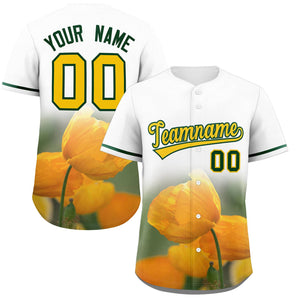 Custom White Personalized 3D Flower Design Authentic Baseball Jersey