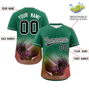 Custom Kelly Green Personalized 3D Flower Design Authentic Baseball Jersey