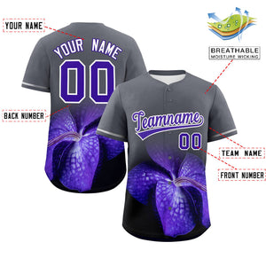 Custom Dark Gray Personalized 3D Flower Design Authentic Baseball Jersey