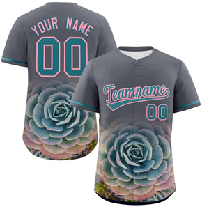 Custom Dark Gray Personalized 3D Flower Design Authentic Baseball Jersey