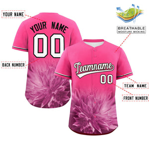 Custom Pink Personalized 3D Flower Design Authentic Baseball Jersey