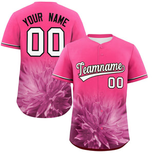 Custom Pink Personalized 3D Flower Design Authentic Baseball Jersey