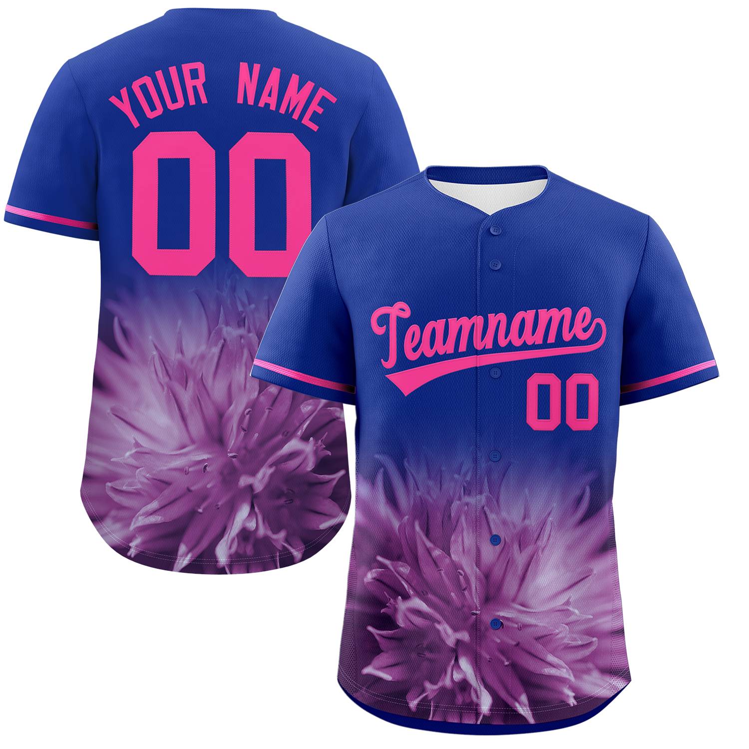 Custom Royal Personalized 3D Flower Design Authentic Baseball Jersey