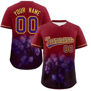 Custom Crimson Personalized 3D Flower Design Authentic Baseball Jersey