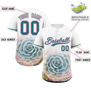 Custom White Personalized 3D Flower Design Authentic Baseball Jersey