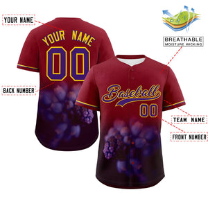 Custom Crimson Personalized 3D Flower Design Authentic Baseball Jersey