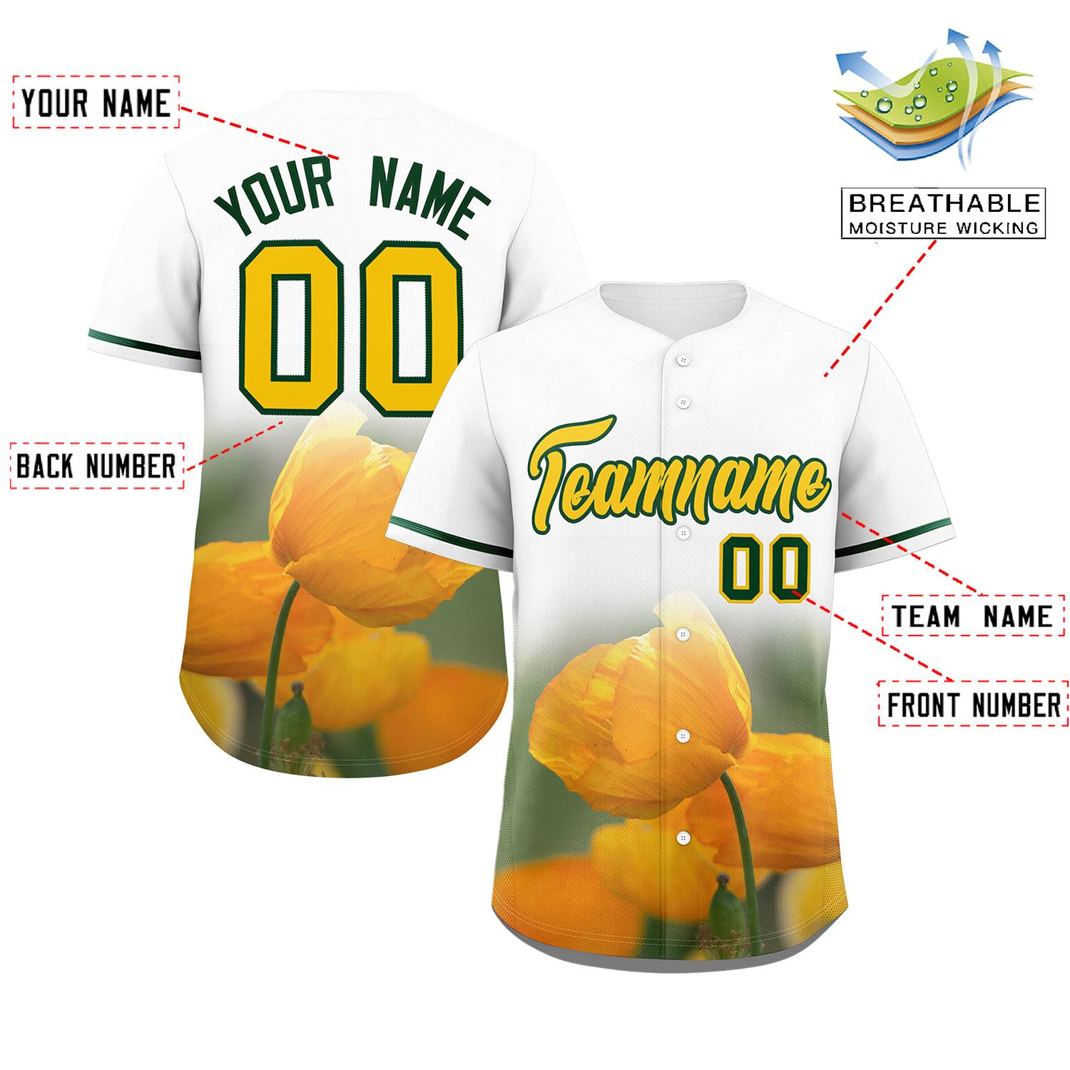 Custom White Personalized 3D Flower Design Authentic Baseball Jersey