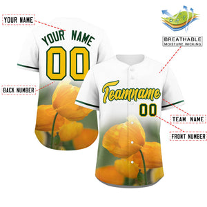 Custom White Personalized 3D Flower Design Authentic Baseball Jersey