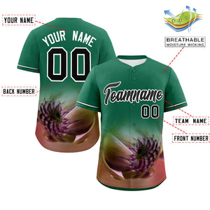 Custom Kelly Green Personalized 3D Flower Design Authentic Baseball Jersey