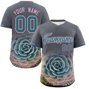 Custom Dark Gray Personalized 3D Flower Design Authentic Baseball Jersey