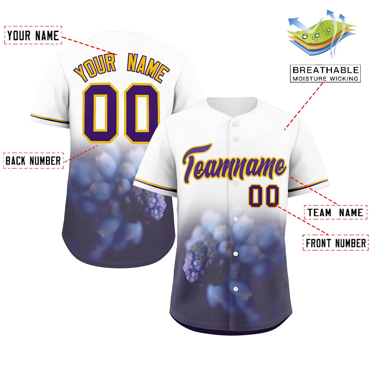 Custom White Personalized 3D Flower Design Authentic Baseball Jersey