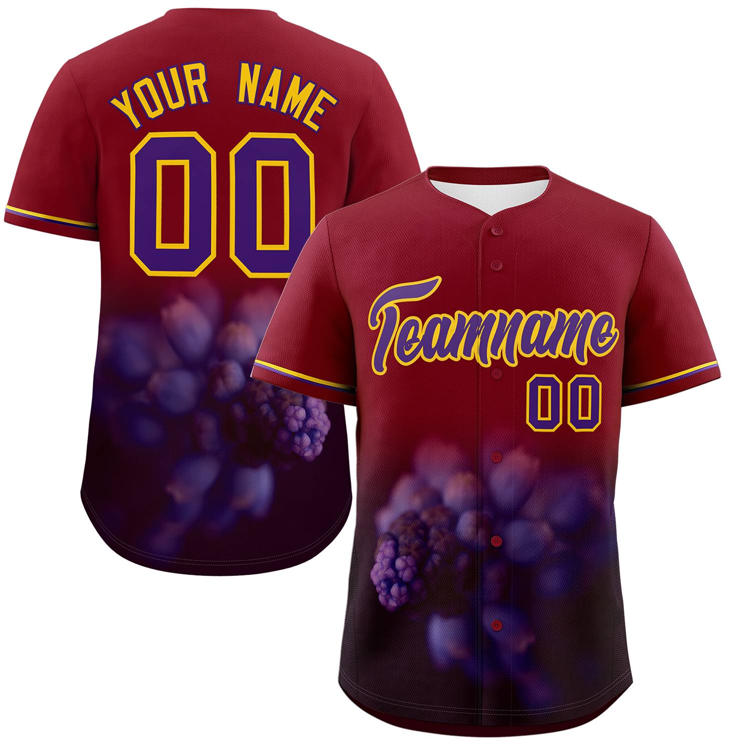 Custom Crimson Personalized 3D Flower Design Authentic Baseball Jersey