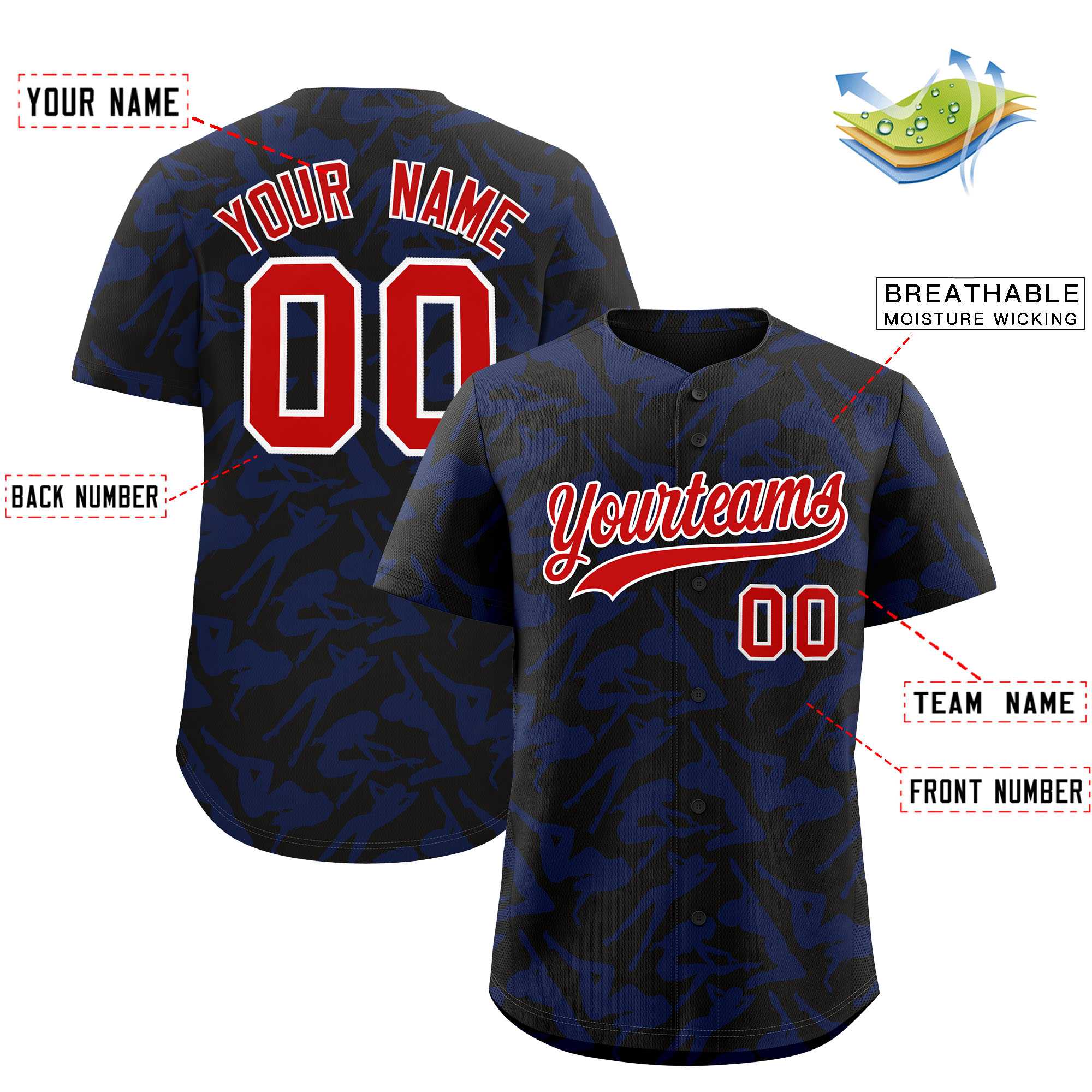 Custom Black Royal Playboy Graffiti Pattern Authentic Baseball Jersey